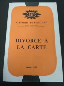 Divorce A La Carte 1963 Oxford Playhouse Theatre Programme . Diane Hart, Hoskins