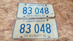 Illinois 1972 par de matrículas coche clásico hombre cueva - Imagen 1 de 2