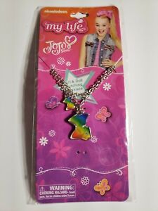 NEW My Life As JoJo Siwa Girl & Doll Matching Rainbow Bow Necklace Set 