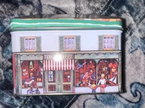 Tin Box Company Toy Shoppe Store Front Building Collectible Storage - Picture 1 of 3