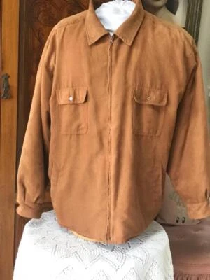 Men's Faux Suede Sherpa Lined Jacket ~ HABAND ~ Butterscotch Brown ~ XL - Image 1 of 4