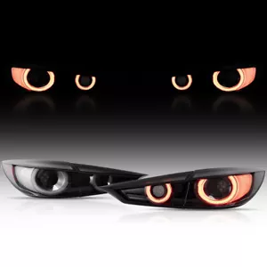 A Pair Smoke LED Tail Lights For Mazda 3 Axela 2014-2018 Dynamic Indicator DRL - Picture 1 of 8