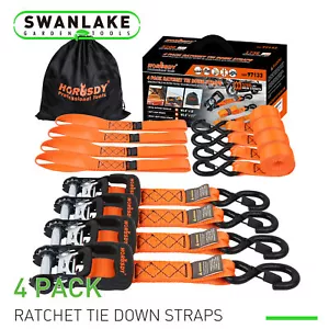 4PC Axle Car Trailer Hauler Ratchet Tie Down Straps Snap Hooks 5208LBS 1.7"X17" - Bild 1 von 7
