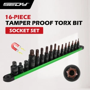 HORUSDY 16Pcs Torx Star Bit Socket Set Magnetic Socket Rail Organizer T8-T60 - Picture 1 of 10