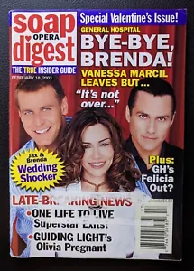 Soap Opera Digest Vanessa Marcil leaves, Special Valentine's issue Feb 18 2003 - Picture 1 of 1