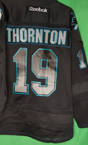 Joe Thornton Mens medium San Jose Sharks jersey black ice men official reebok Cover