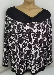 sz4 Pit2Pit 26" Black White Pink Asymetric Neck Jumper CHESCA TOP NWOT Amazing - Picture 1 of 8