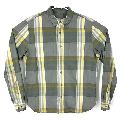 Camisa Fossil Para Hombre Botón Frontal Manga Larga Gris Amarillo Cuadros Grande Foto 1 de 4