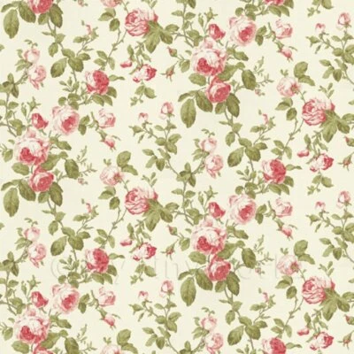 MYTINYWORLD Puppenhaus Miniatur dunkelrosa und rot Vintage nachlaufende Rose Tapete