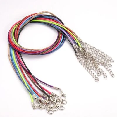 Colar faça você mesmo 10-20 peças com fecho de lagosta cordão de couro ajustável trançado corda - Imagem 1 de 4