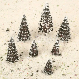 16X Mixed Scale Model Cedar Trees With Snow Diorama Train Railway Winter Scenery - Picture 1 of 12