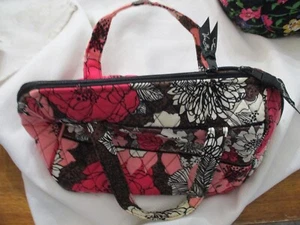 Vera Bradley Mocha Rouge Bag Quilted brown pink large travel zip toiletry cosm - Picture 1 of 3