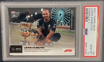 2021 Topps Now Formula 1 #8 Lewis Hamilton PSA 10 GEM MINT F1 QTY Wins Race GOAT - Image 1 of 2