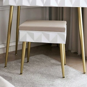 Montana Padded Velvet Storage Stool-White/Gold - Picture 1 of 6
