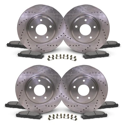 Front & Rear Drilled Brake Rotors + Pads for Infiniti G25 G35 G37 M35 M37 EX35 - Image 1 of 4