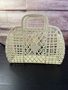 Sun Jellies Large Retro Basket Purse In Cream Original Stickers - Picture 1 of 10