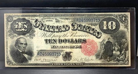 1880 $10 Ten Dollars Legal Tender Note Red Seal Jackass US Large Note A24599371 Cover