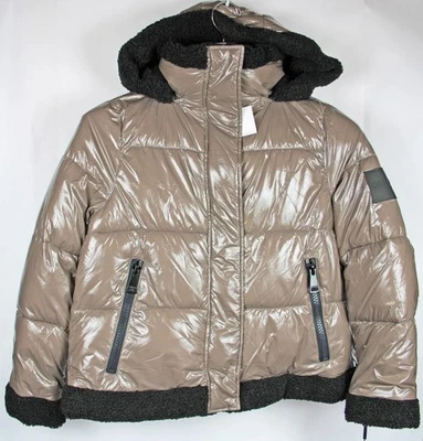 Chaqueta para mujer Calvin Klein S abrigo acolchado acolchado acolchado capucha aislante ribete Sherpa $300 Foto 1 de 4