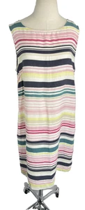 Jaeger Dress Womens US 12 EUR 42 UK 14 Linen Striped Sleeveless Pockets - Picture 1 of 13
