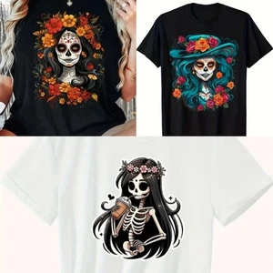 Dia DeLos Muertos Celebration Shirts For Women - Picture 1 of 7