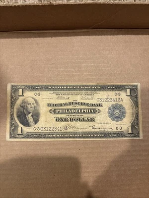 1914 Federal Reserve Bank Note $1 Philadelphia 1 Dollar - Image 1 of 2