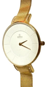 Obaku Damenuhr Denmark goldfarben Milanaise Band Teile/Reparatur - Bild 1 von 7