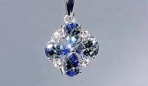 Bi-colour Tanzanite & White Zircon Sterling Silver Pendant 1.8cts. V Ltd Ed BNWT - Picture 1 of 12