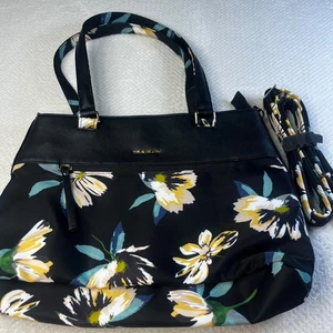 Travelon Bolso de Mano Floral Bolso de Hombro Bandolera Extra Correa Negro Amarillo - Imagen 1 de 8