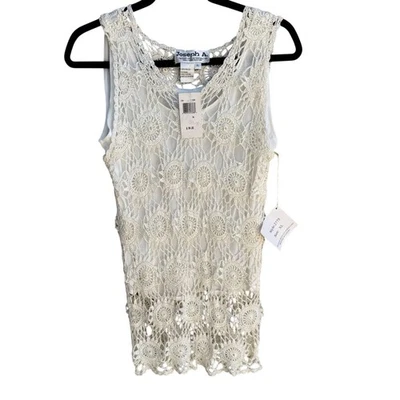 Blusa Top Joseph A Para Mujer Boho Crochet Círculo Cuello Redondo Sin Mangas Tejida Nueva M Foto 1 de 4