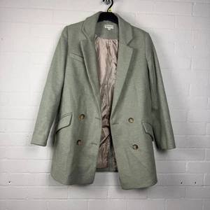 Next Blazer Women UK 10 Tailored Double-Breasted Grey Herringbone - Picture 1 of 5