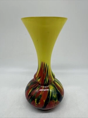 Vintage Vase aus Glas gelb rot, marmoriert A.1.9. - Bild 1 von 4