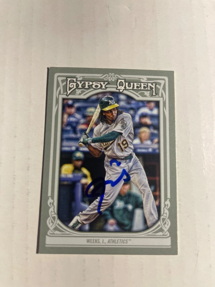 Oakland Athletics JEMILE WEEKS Signed Card - Image 1 of 1