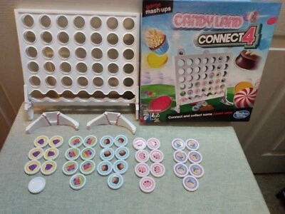 Hasbro 2019 Candy Land Connect Four 4 juegos mashups - falta 1 pegatina y reglas Foto 1 de 4