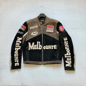 Vera Pelle Leather Melbourne Racing Team Motorcycle Biker Jacket Men's Size 50/L - Picture 1 of 19