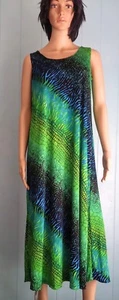 Grün & BLAU Tier Abstrakt Tank KLEID Faltenfrei Reise Stoff Jostar - M - Bild 1 von 4