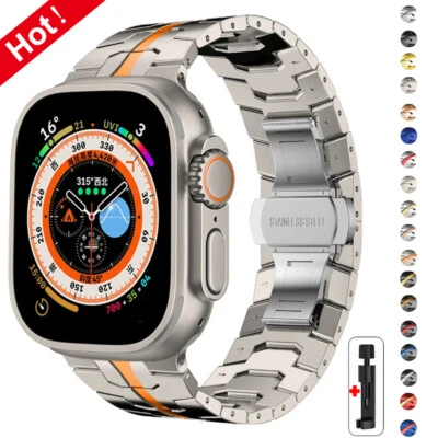 For Apple Watch Ultra2 49mm Series 10 9 8 7 6 5 Stainless Steel Strap Metal Band - Image 1 of 4