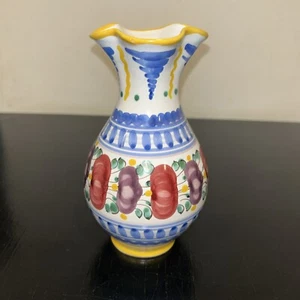 LBC A10 VASE POTERIE FLEURIS VINTAGE HAND PAINT CERAMIQUE SLOVENSKA MODRA SIGNÉ - Picture 1 of 8