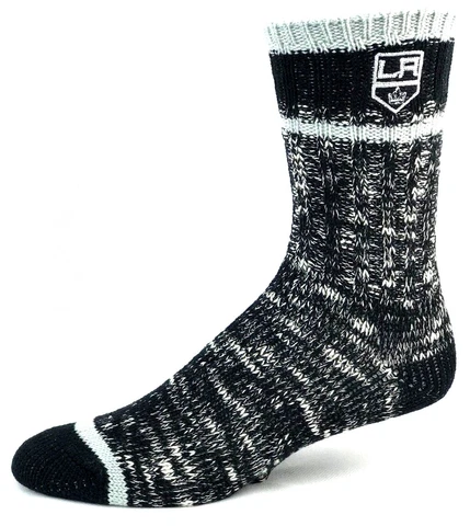 Los Angeles Kings Hockey Black and Gray Alpine Knit Crew Socks Cover