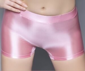 Women Glossy Leggings Shorts Semi Opaque Wetlook Shiny Satin Gym Fitness Shorts