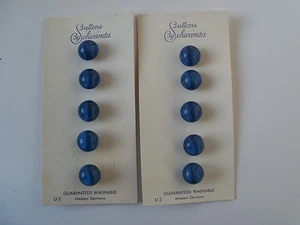 10 BLUE MOONGLOW GLASS VINTAGE SCHWANDA Buttons NOS SEWING CRAFTS KNIT 10mm - Picture 1 of 1