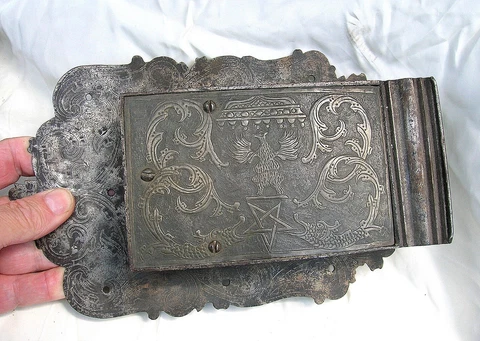 17/18TH C. RARE MASONIC TEMPLE MAIN DOOR MASTERPIECE LOCK 10" X 5 3/4" - B.OFFER Cover