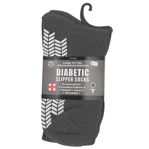 Diabetic Men's & Women Non Skid Crew Slipper Socks Size 10-13 Color Grey 3 Pack - Picture 1 of 5