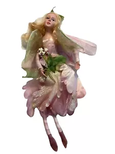 Garden Faerie Fairy Christmas Decorative Ornament 7.5” Blonde Hair Pink Dress - Picture 1 of 6