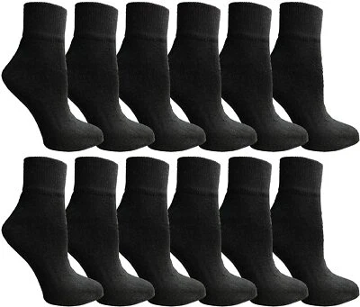 12 unidades de calcetines tobilleros de algodón negros para niños talla 4-6 - calcetines tobilleros para niñas Foto 1 de 4