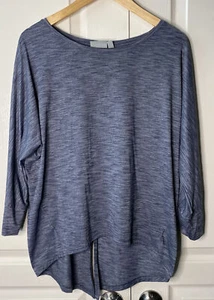Athleta Blue Gray Split Back High Low 3/4 Sleeve Shirt Sz M - Picture 1 of 4