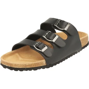 Supersoft Damen Schuhe 274-153 Pantolette Sandale Black 3er Riemen Lederfußbett