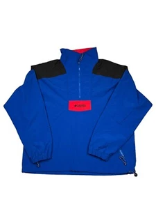 Columbia Jacket Mens L Blue Windbreaker 1/4 Zip Pockets Pullover VTG - Picture 1 of 17