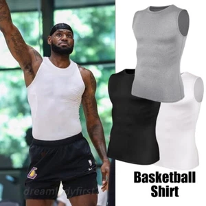 Mens Compression Sleeveless T-Shirt Base Layer Tank Top Fitness Sports Gym Vest - Picture 1 of 19