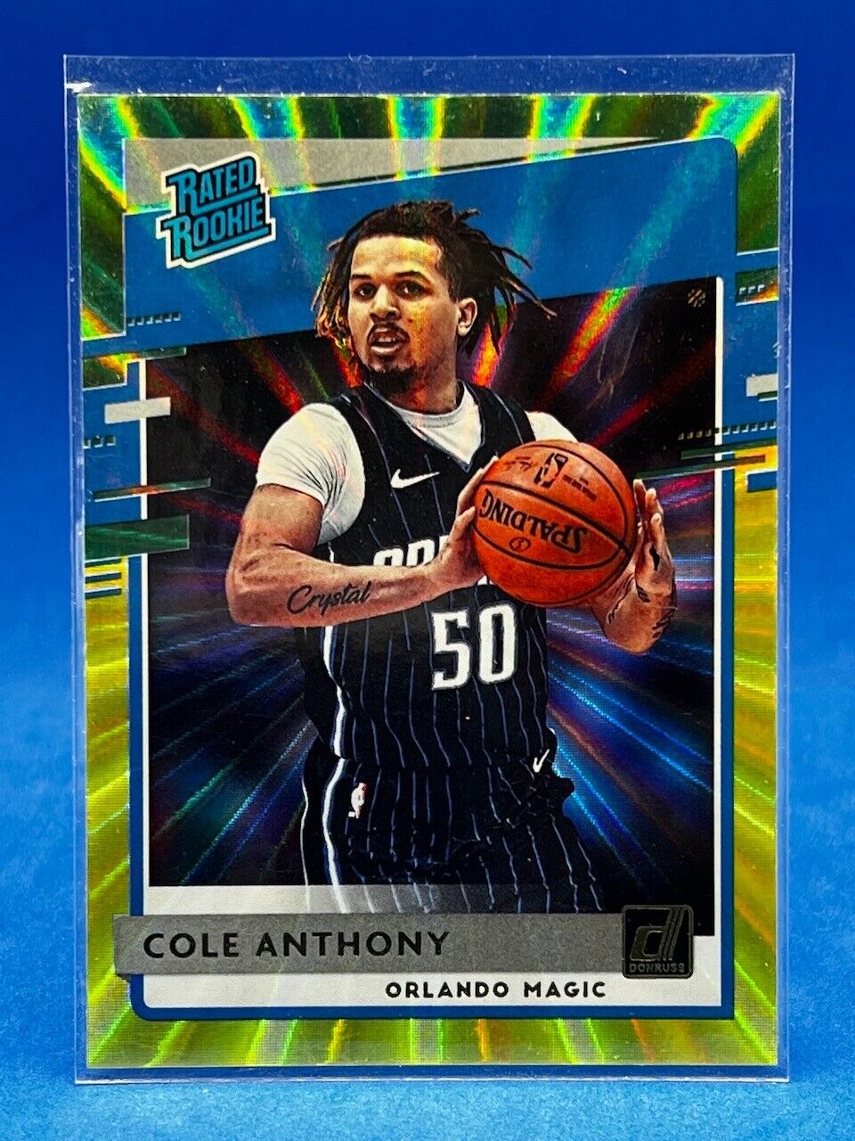 2020-21 Donruss Rated Rookies Green & Yellow Laser Cole Anthony  RC #208 Magic
