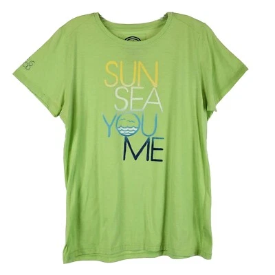 Life Is Good Womens Classic Fit T Shirt Size Large Green Short Sleeve Sun Sea - Image 1 of 4